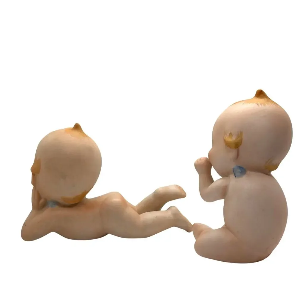 2 Vintage 1960's Lefton Kewpie Dolls Baby, Bisque Figurine, Excellent Condition